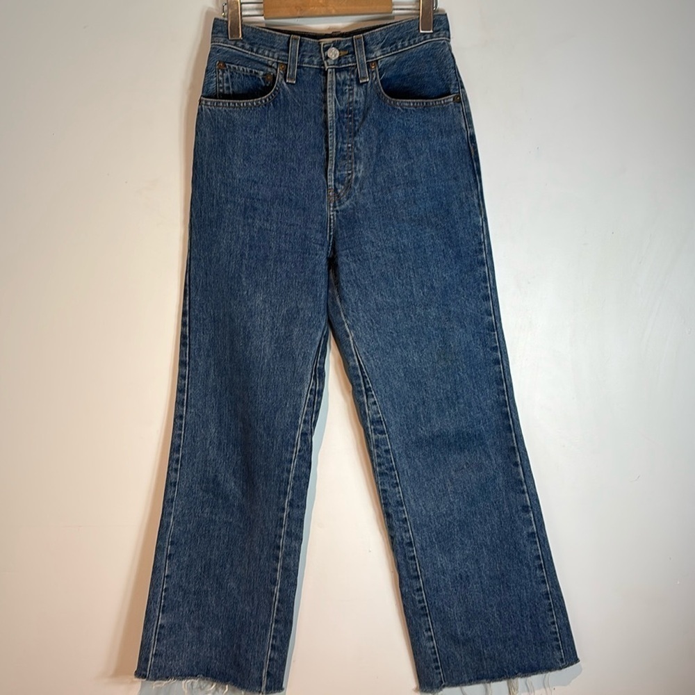 RE/DONE originals jeans high rise stove pipe raw edge hem size 28